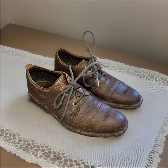 Cole Haan Distressed Brown Leather Derbys - Picture 3 of 9